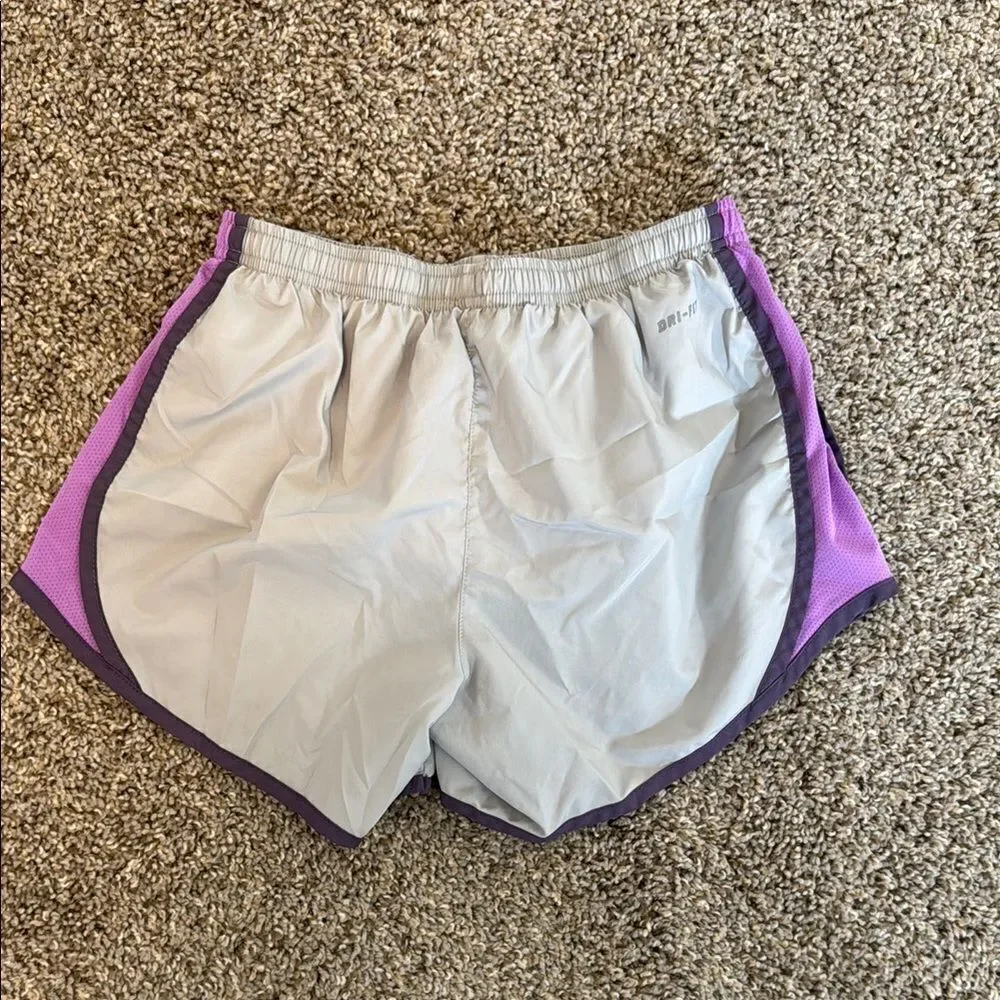 Nike Gray and Purple Athletic Shorts with Elastic Waistband